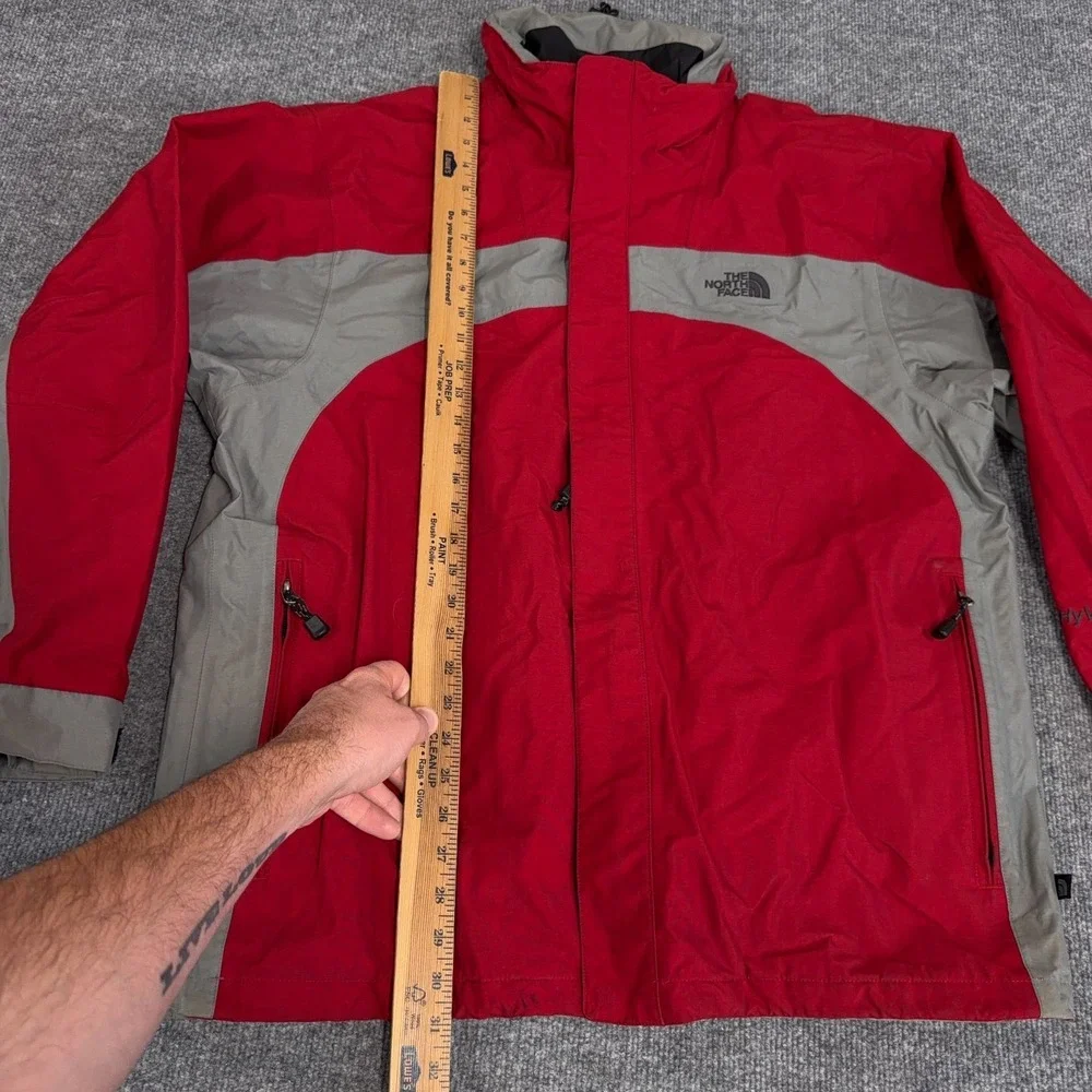 Vintage The North Face Hyvent Rain Jacket Men Large Red Gray Waterproof Shell
